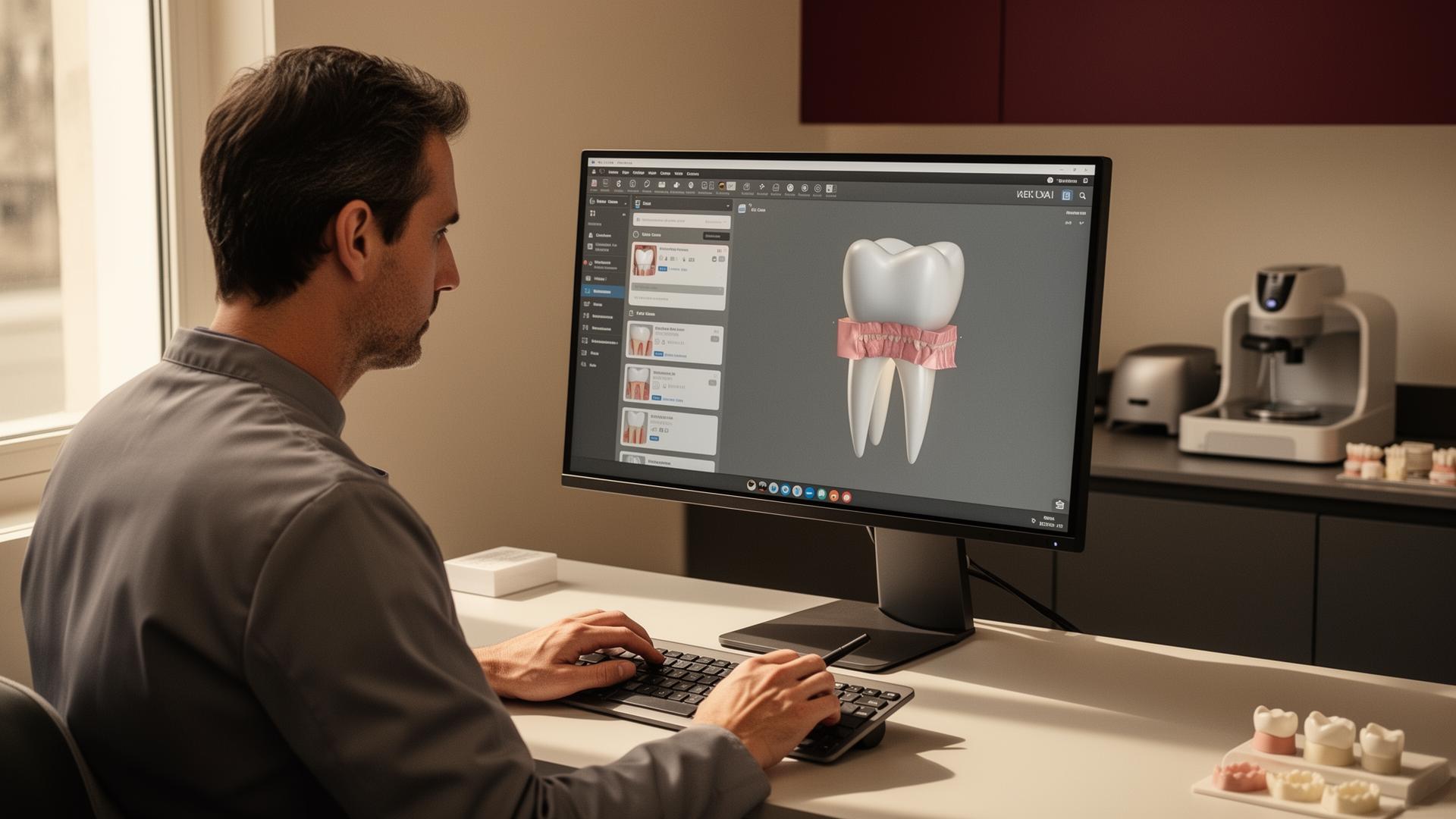 Prothésiste consultant un cas sur la plateforme digitale NDC